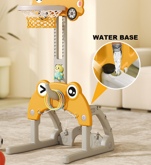 142CM Kids Basketball Hoop Stand Height Adjustable Water Base - Yellow