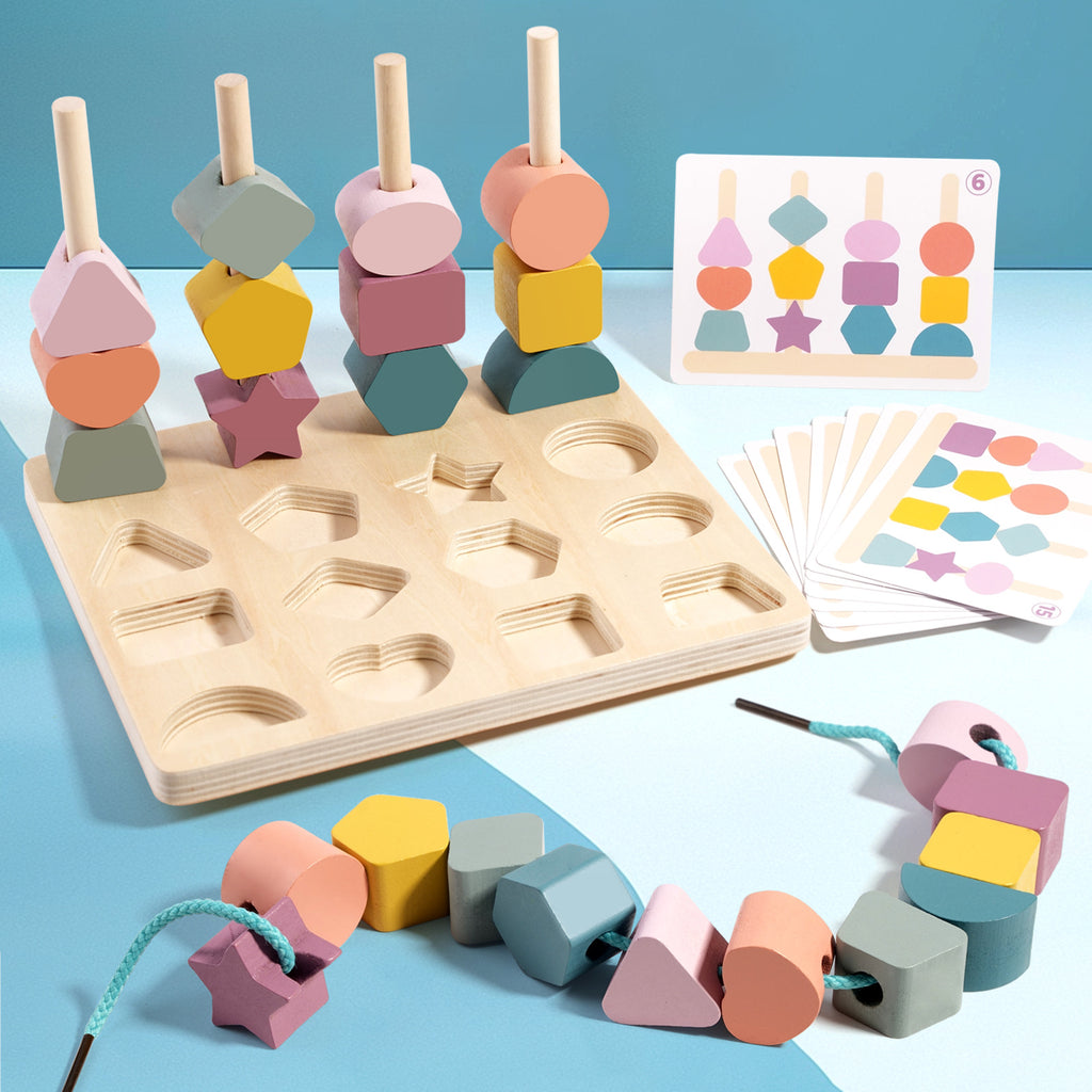 Wooden Shape Matching & Threading Board