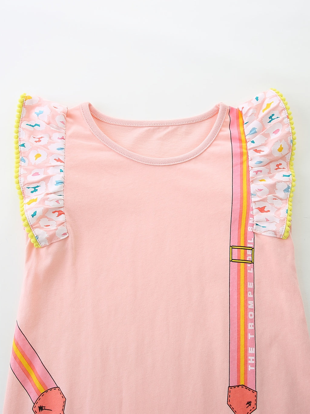Pink Flutter Sleeve  Soft Cotton Knit Dress