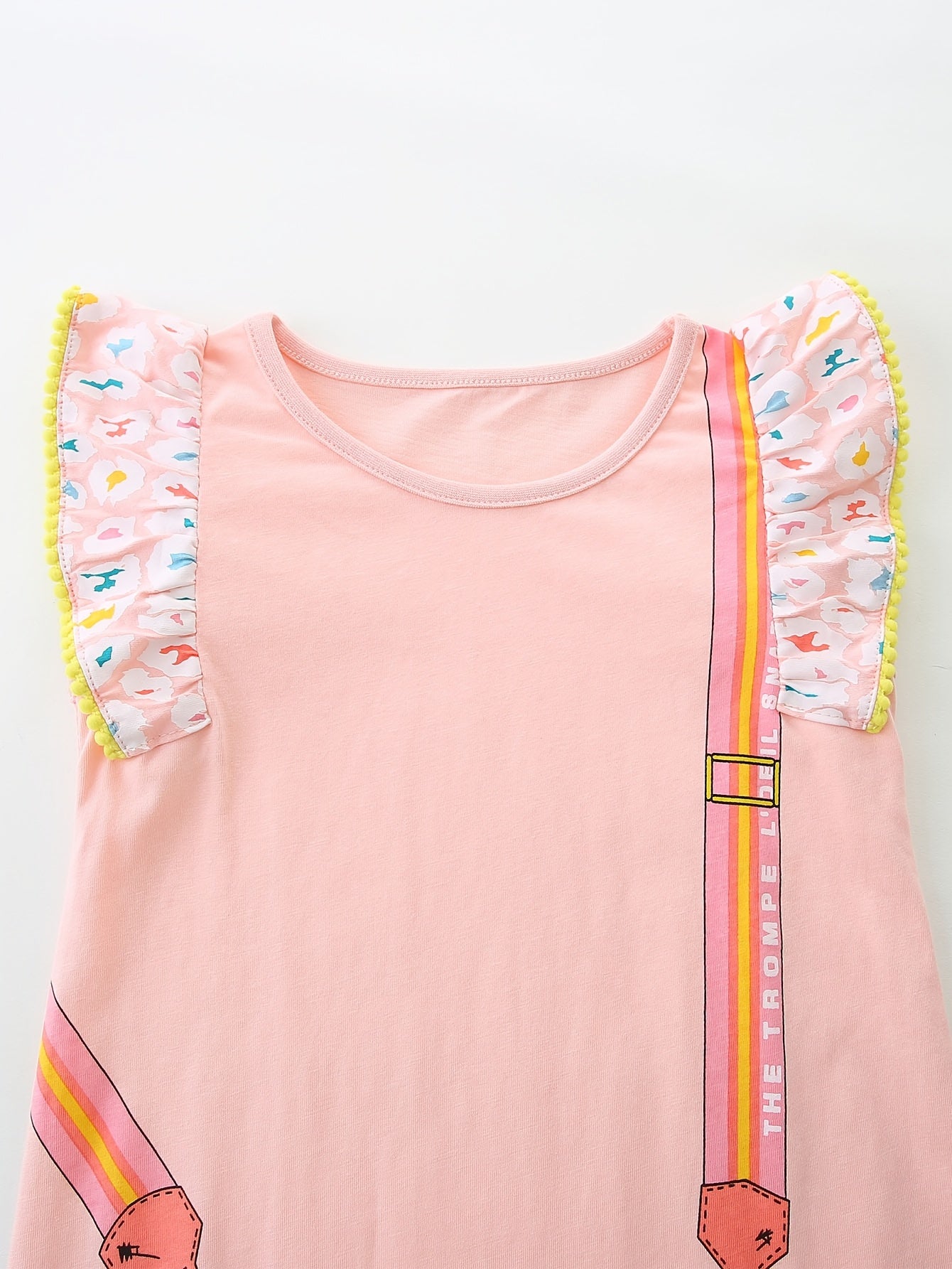 Pink Flutter Sleeve  Soft Cotton Knit Dress