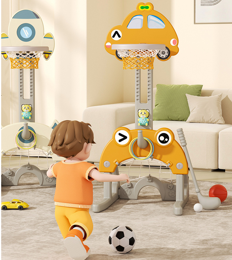142CM Kids Basketball Hoop Stand Height Adjustable Water Base - Yellow