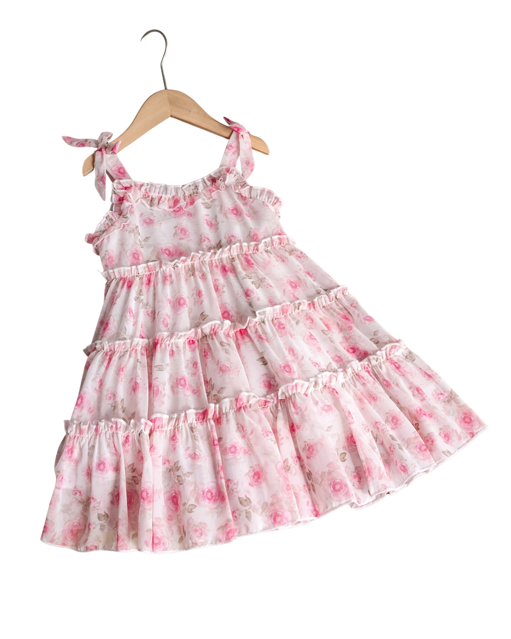 Elegant Rose Floral Print Chiffon Cami Dress