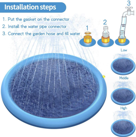 Sprinkler Inflatable Outdoor Pet Kids Splash Pad 150cm
