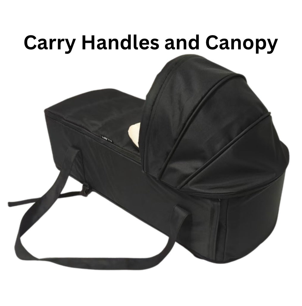 Cocoon Portable Stroller Soft Carry Cot with Foot Cover and Canopy - BLACK