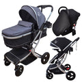 Legacy Travel System - Stroller + Bassinet + Capsule with Mattress and Food Tray - Grey Skin
