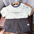 Boy's  Loose Two-Piece Set Casual Plaid Short Sleeve Kids