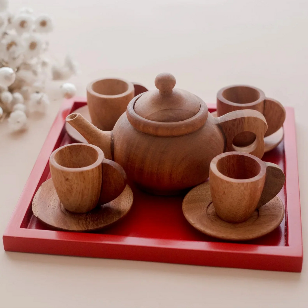 Japanese Wooden Tea Set - QToys | Wooden Toy NZ