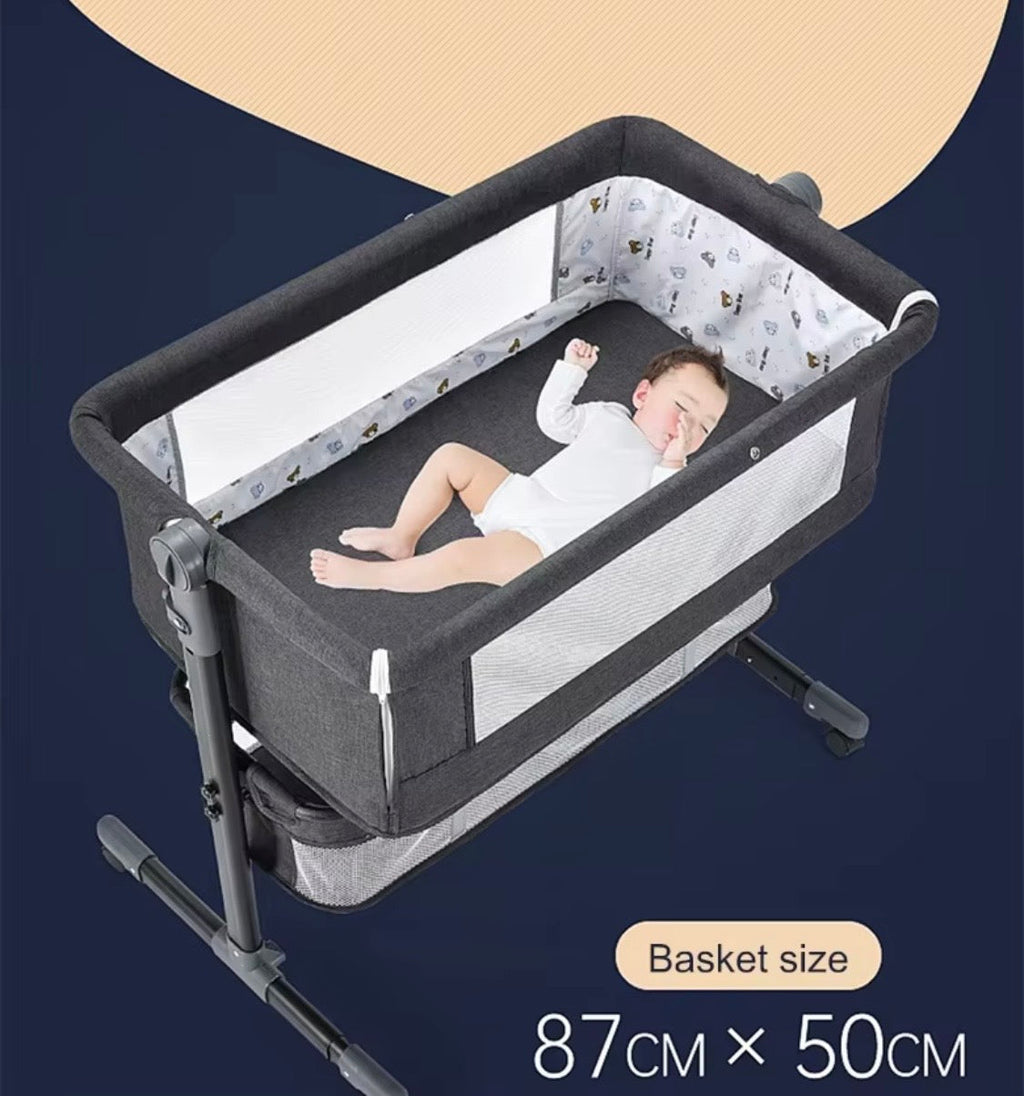 Lucca Baby Bassinet Cradle Co-Sleeper Bed with Canopy and Storage Basket