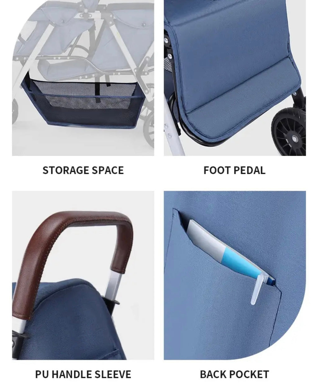 Baby Way Duo Lite - Tandem Double Stroller with Rain Cover