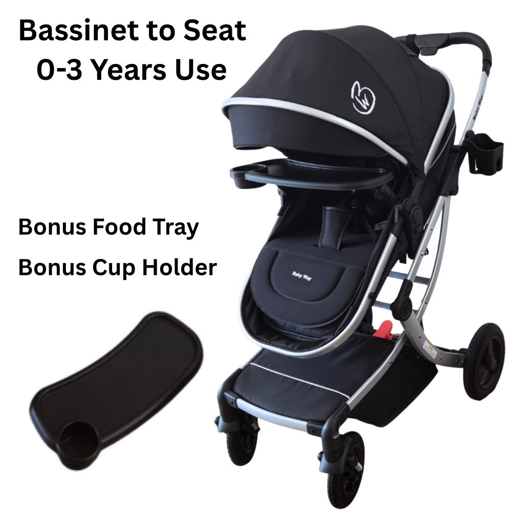 Legacy Travel System - Stroller + Bassinet + Capsule with Mattress and Food Tray - Pink Skin