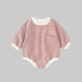 Striped Bubble Romper - Salmon
