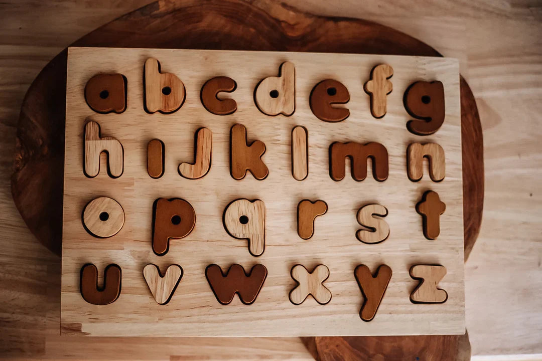 Natural Wooden Lowercase Alphabet Puzzle – QToys