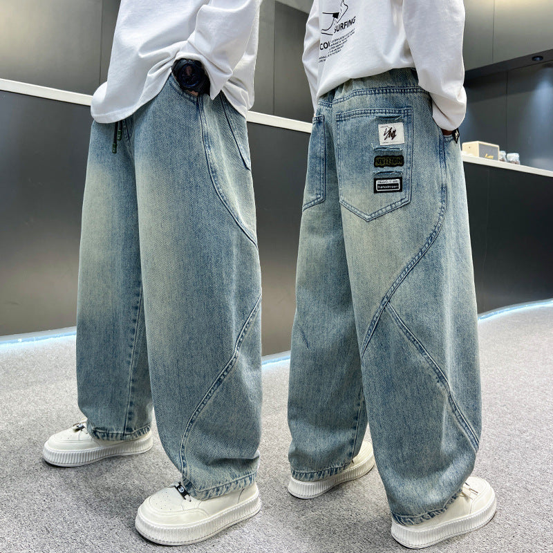 Boy's Jeans Casual Long Pants for Kids Trendy Street Style