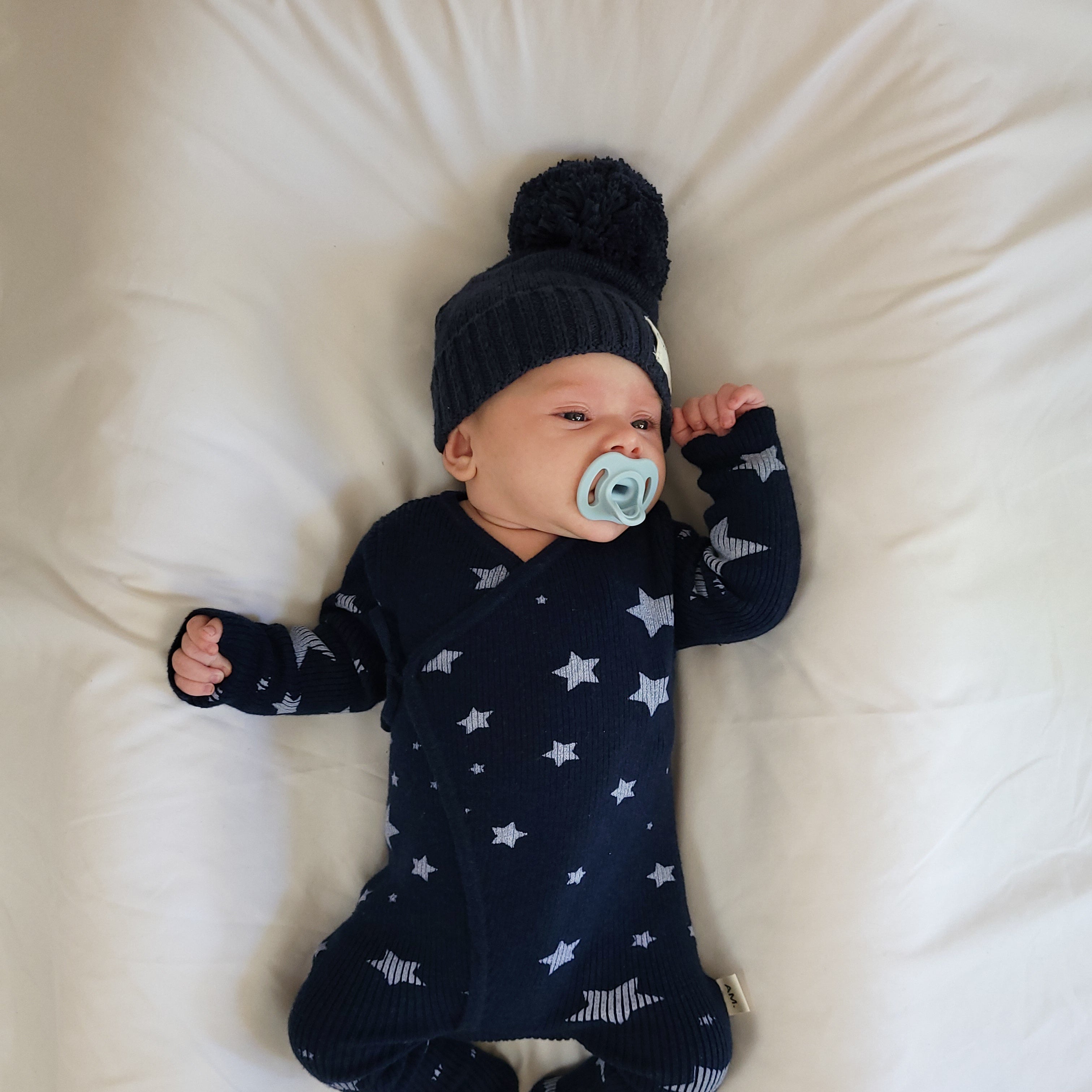 Basics ribbed knit onesie- Midnight Stars