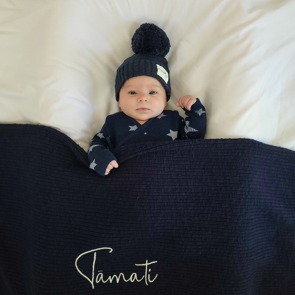 Basics ribbed knit onesie- Midnight Stars