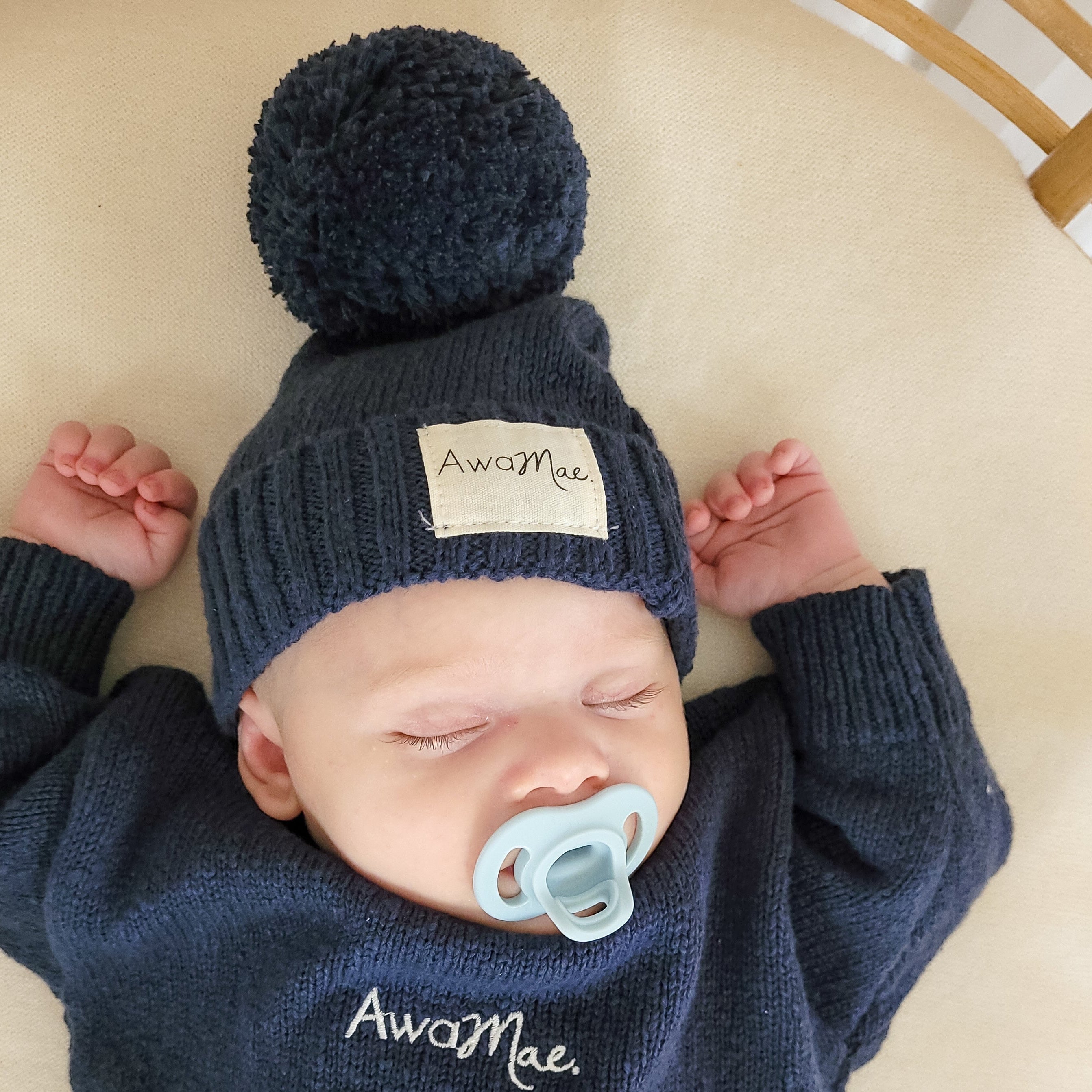 Textured cotton Beanie - Midnight