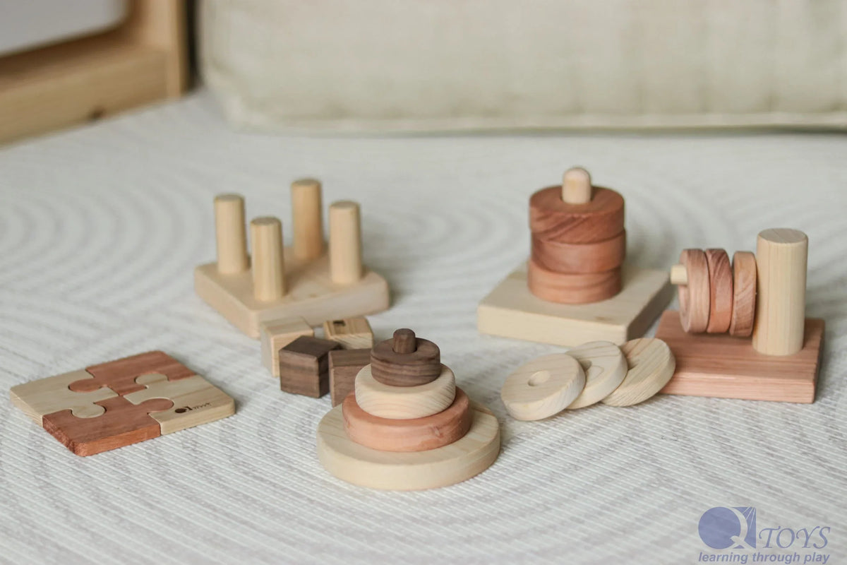 Second Birthday Wooden Montessori Play Set - QToys | Wooden Toy NZ