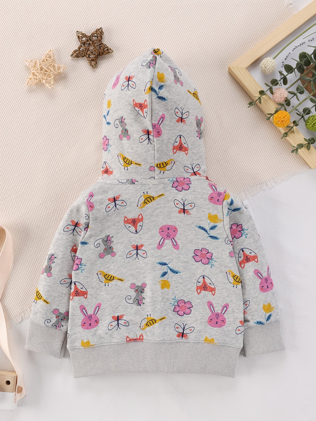 Girls' Animal Print Fox Patch Embroidered Sports Jacket