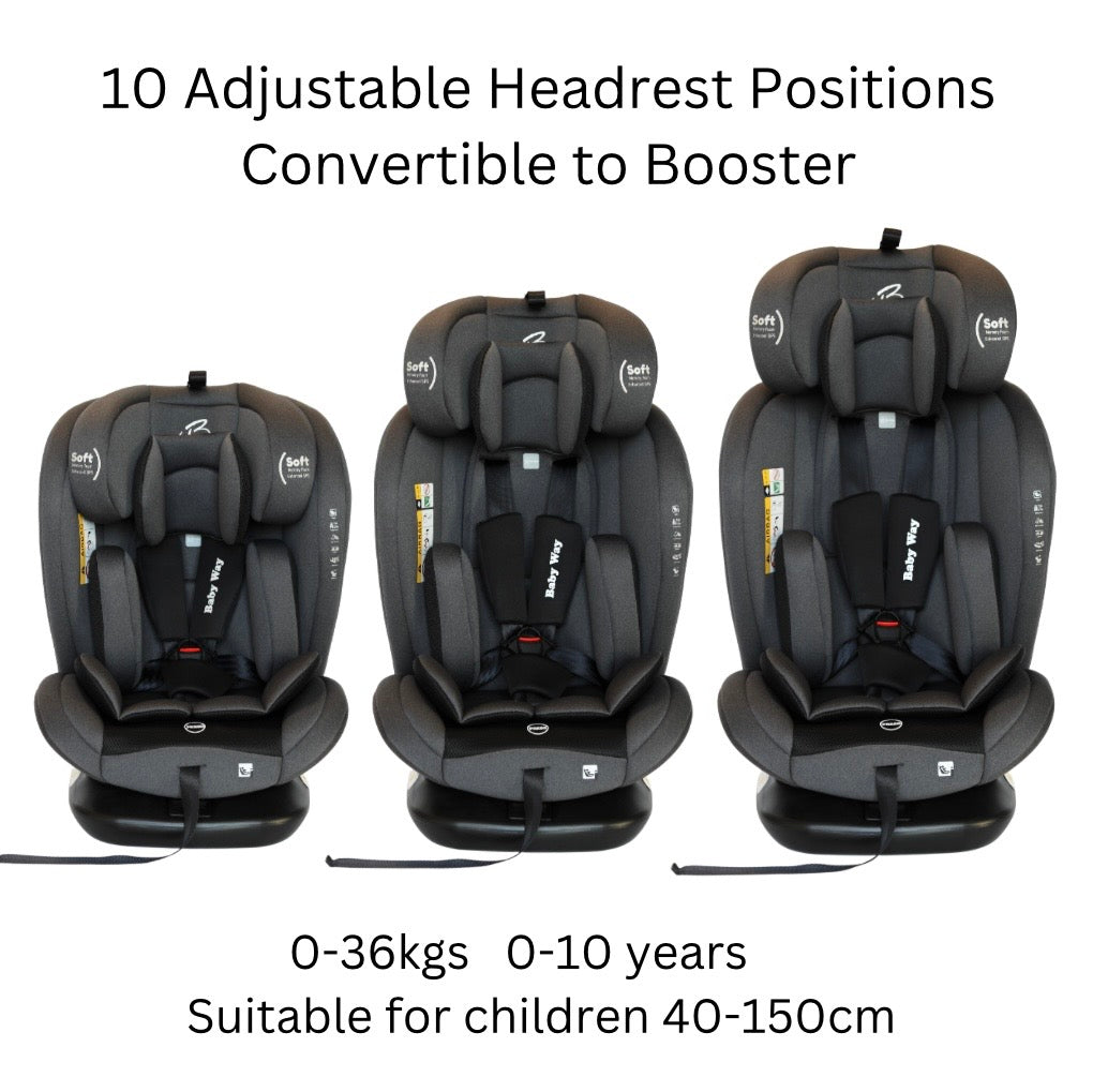 Preorder - All-Rider Charcoal 360 Rotating Convertible iSize Car Seat with ISOFIX and Top Tether