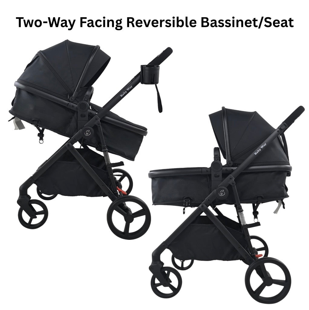 Crown Z — Premium 2 in 1 Reversible Bassinet Stroller with Foot Cover and Cup Holder
