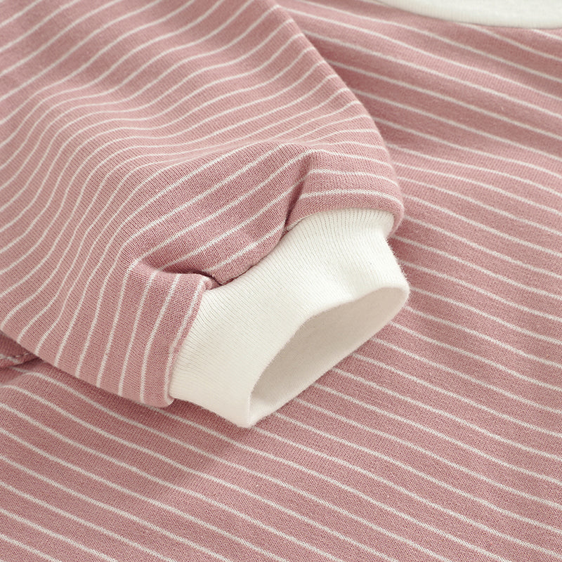 Striped Bubble Romper - Salmon