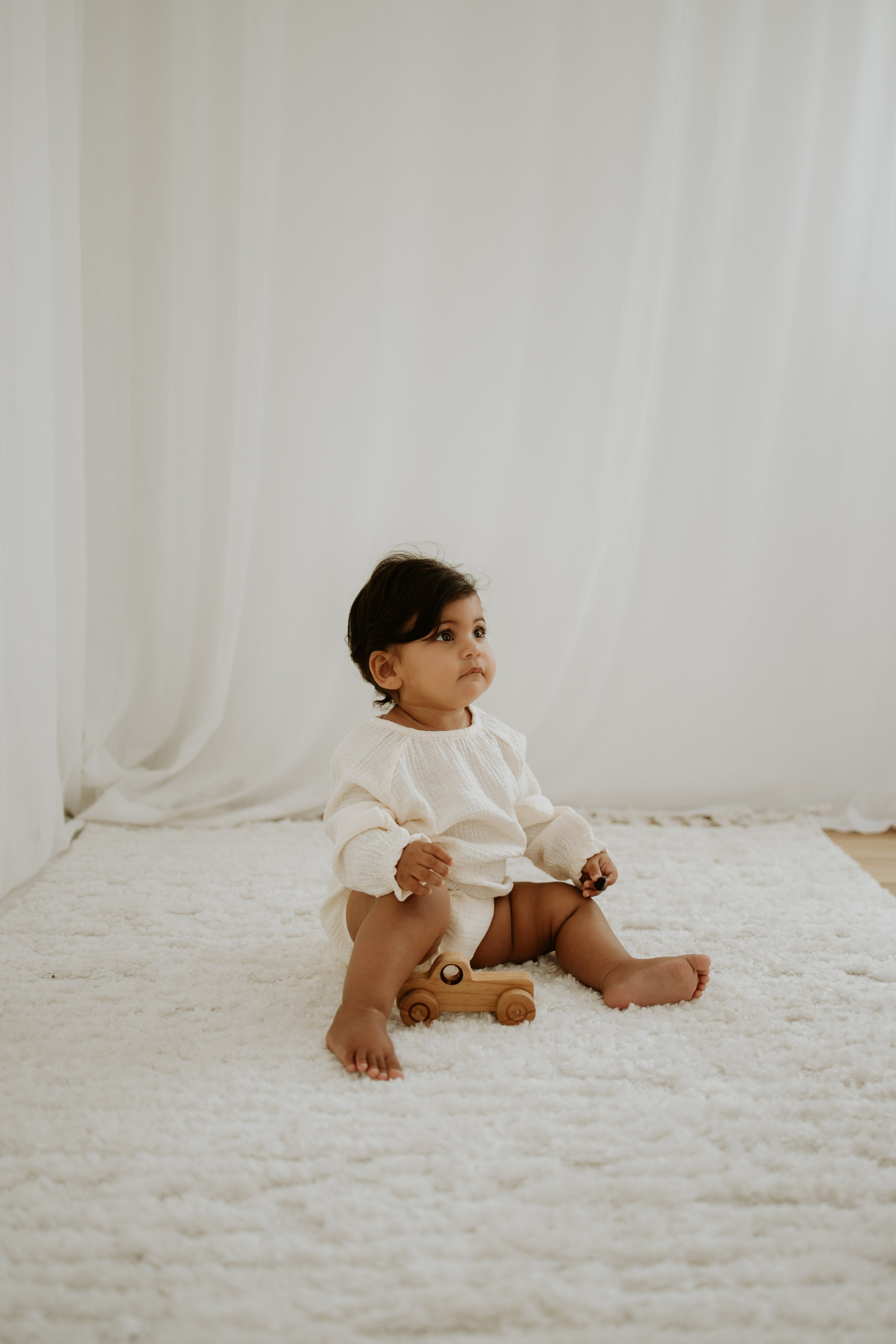 Muslin Full Sleeve Romper - Cream