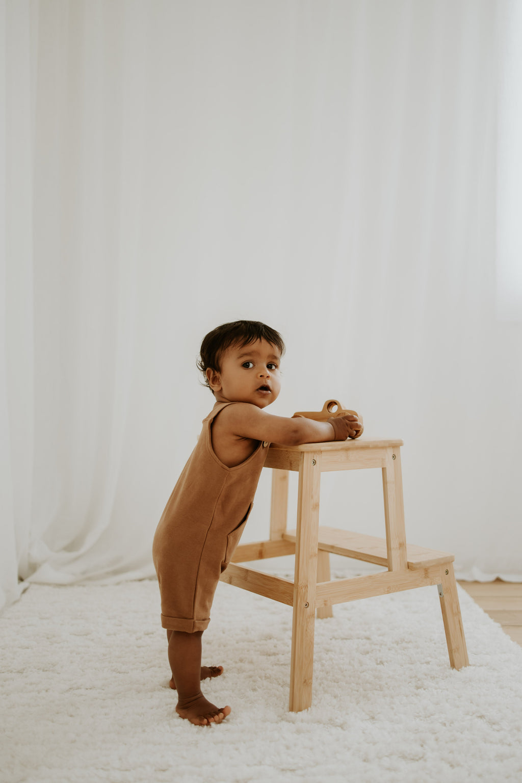 Sleeveless Overalls - Brown