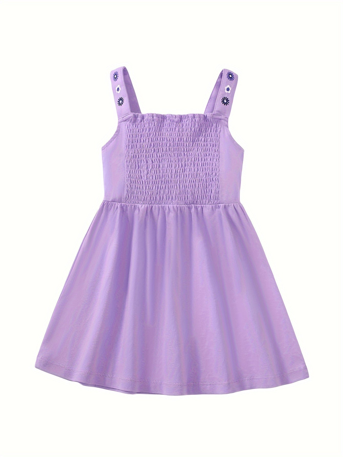 Embroidered Flowers Soft Slim-Fit Sleeveless Dress for Children