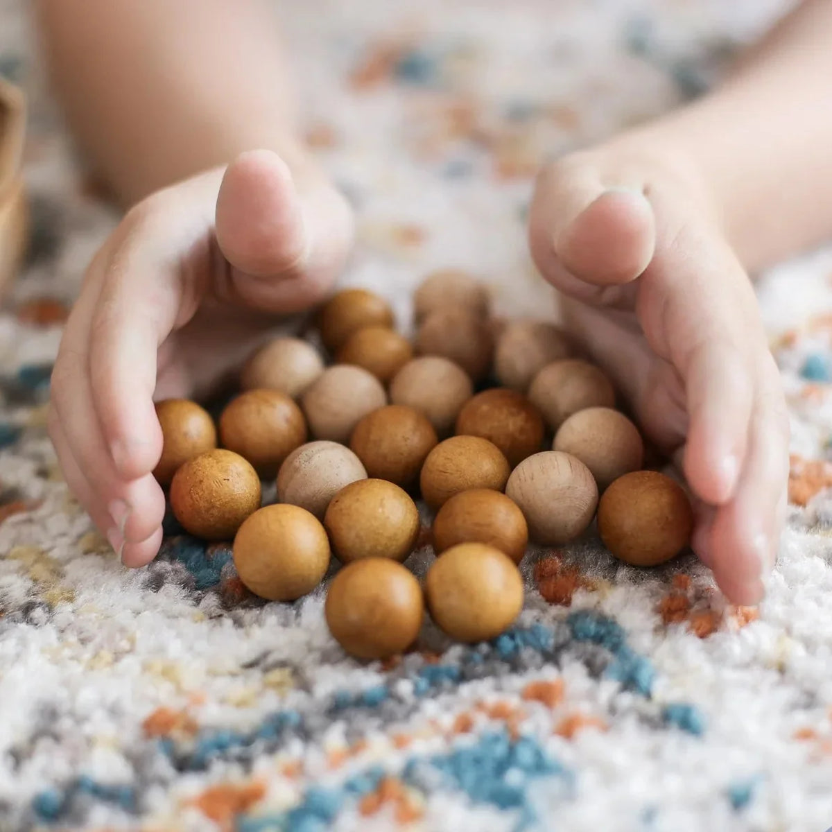 2 Tone Wooden Balls Set of 50 - QToys | Montessori Educational Toy
