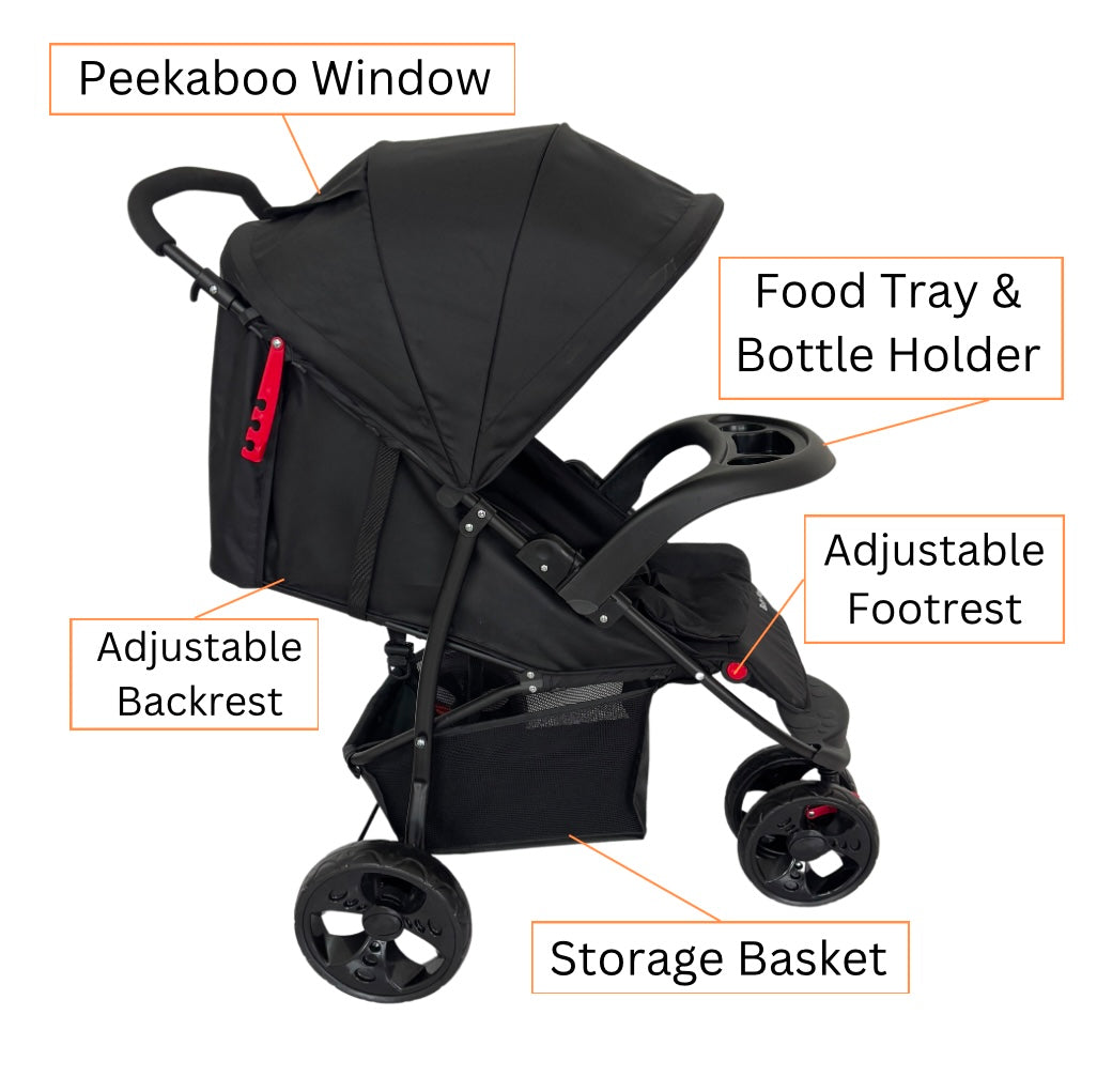 Explorer 3-Wheel Stroller with Food Tray