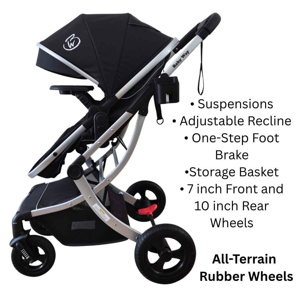 Legacy Travel System - Stroller + Bassinet + Capsule with Mattress and Food Tray - Pink Skin
