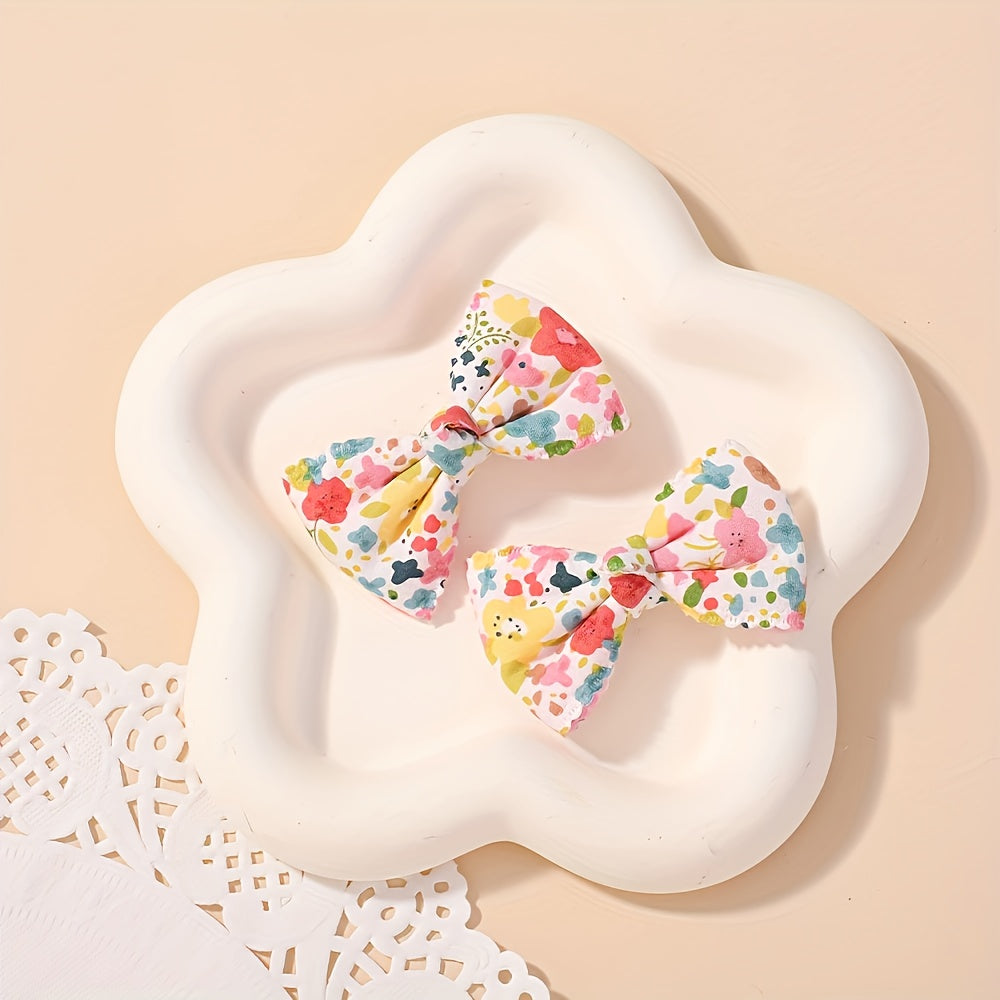 2-Pack Bohemian Floral Print Hair Clips