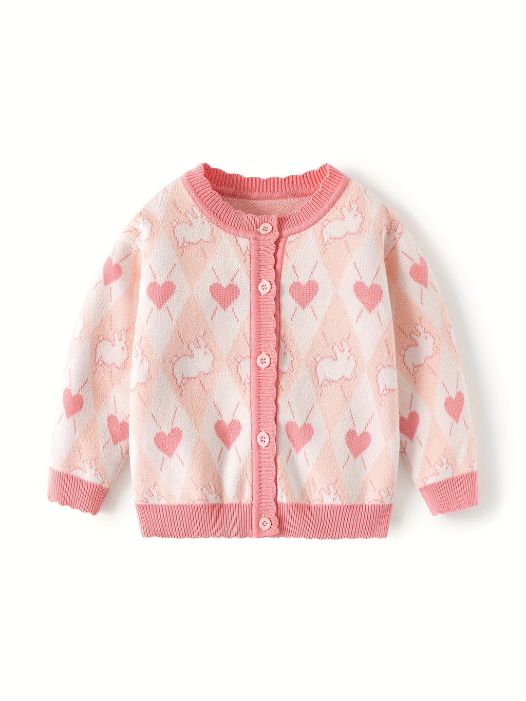 Adorable Rabbit Heart Knitted Sweater for Girls