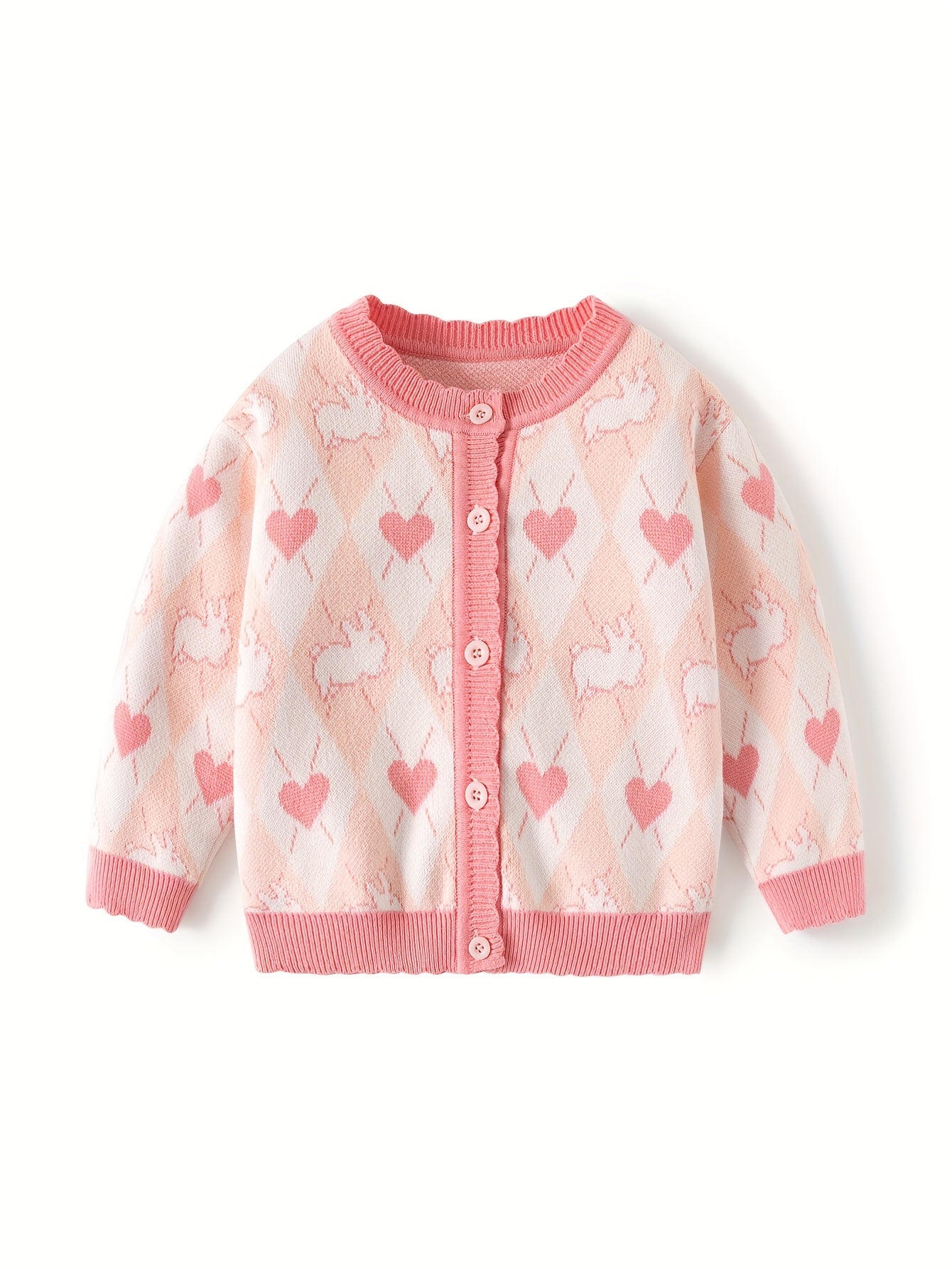 Adorable Rabbit Heart Knitted Sweater for Girls