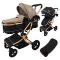 Starla Gold with Khaki Colour Pack – 2-in-1 Bassinet to Seat Stroller + Food Tray