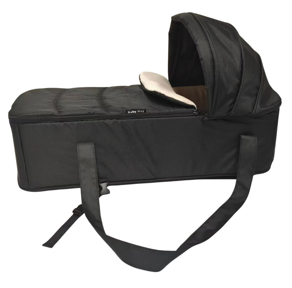 Cocoon Portable Stroller Soft Carry Cot with Foot Cover and Canopy - BLACK