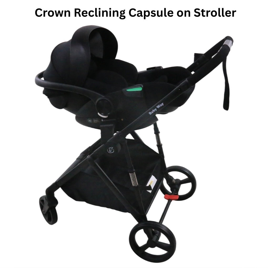 Crown Z - Premium Travel System - Reversible Bassinet Stroller + iSize Reclining Capsule + 360 Rotating Isofix Base