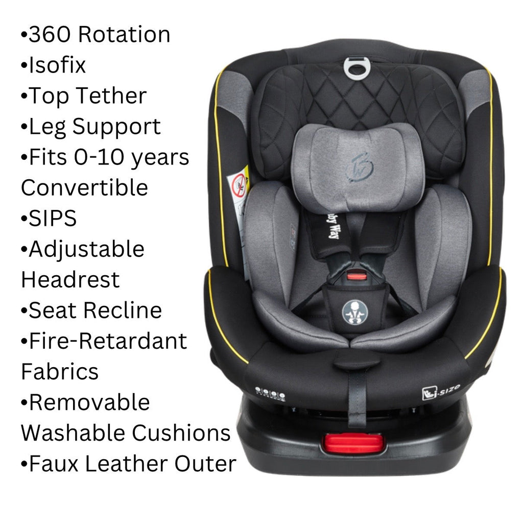Preorder - GoldSpin GREY i-Size 360 Rotating Convertible Car Seat with ISOFIX and Top Tether