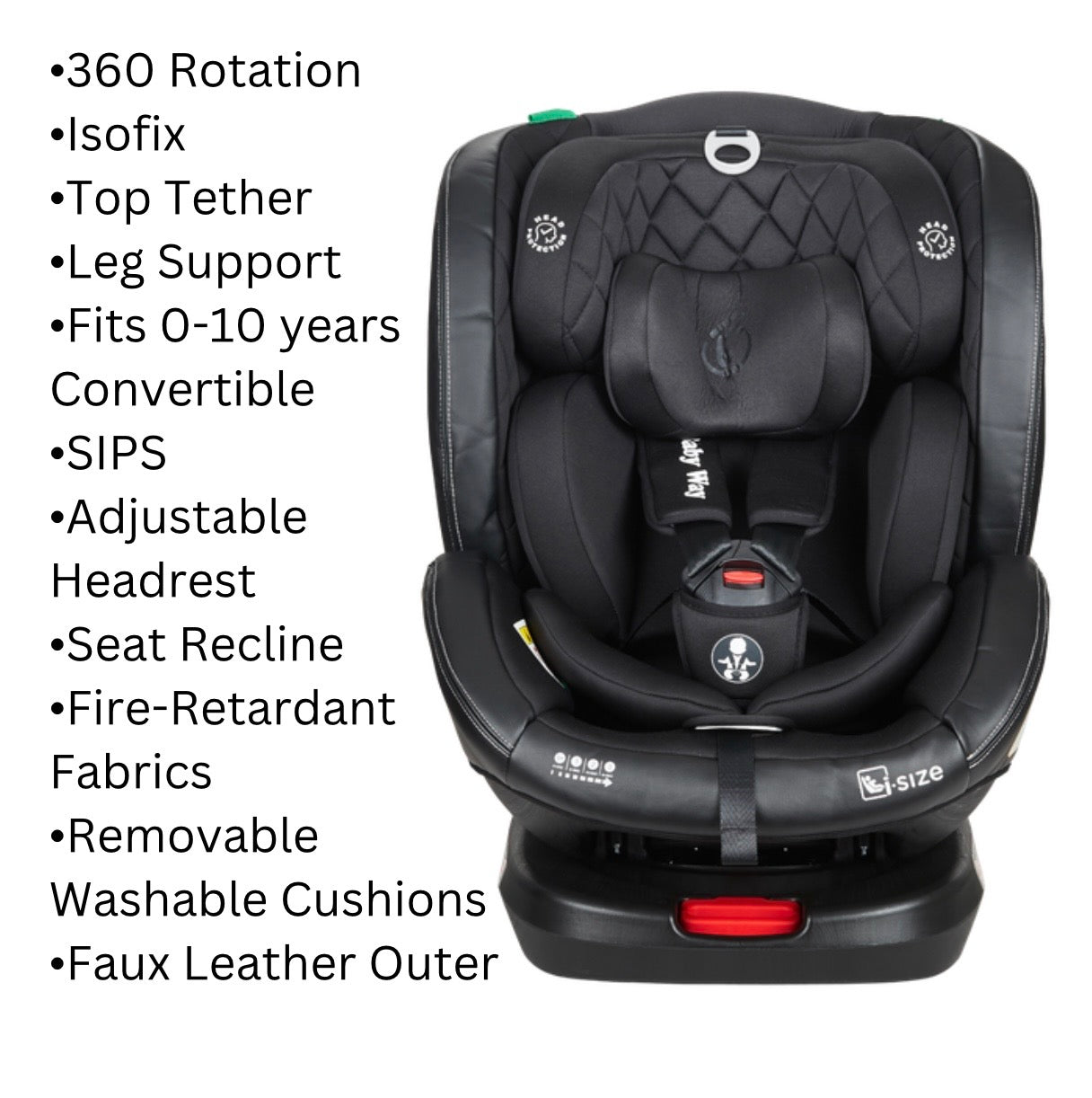Preorder - Royal Black i-Size 360 Rotating Convertible Car Seat with ISOFIX and Top Tether