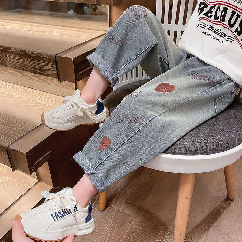 Denim Pants Unisex Kids Trendy Dad Pants Casual Versatile