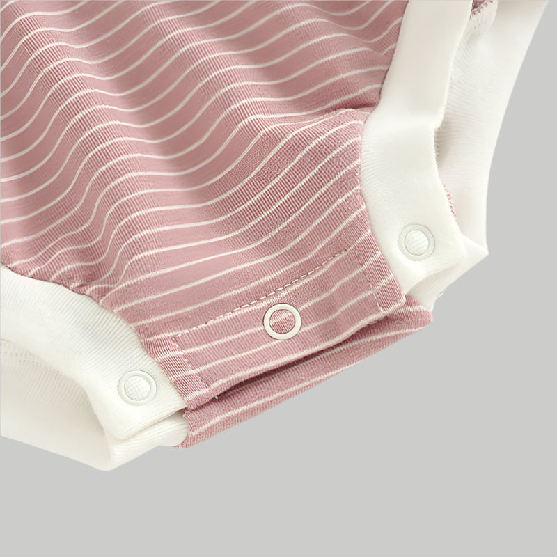 Striped Bubble Romper - Salmon