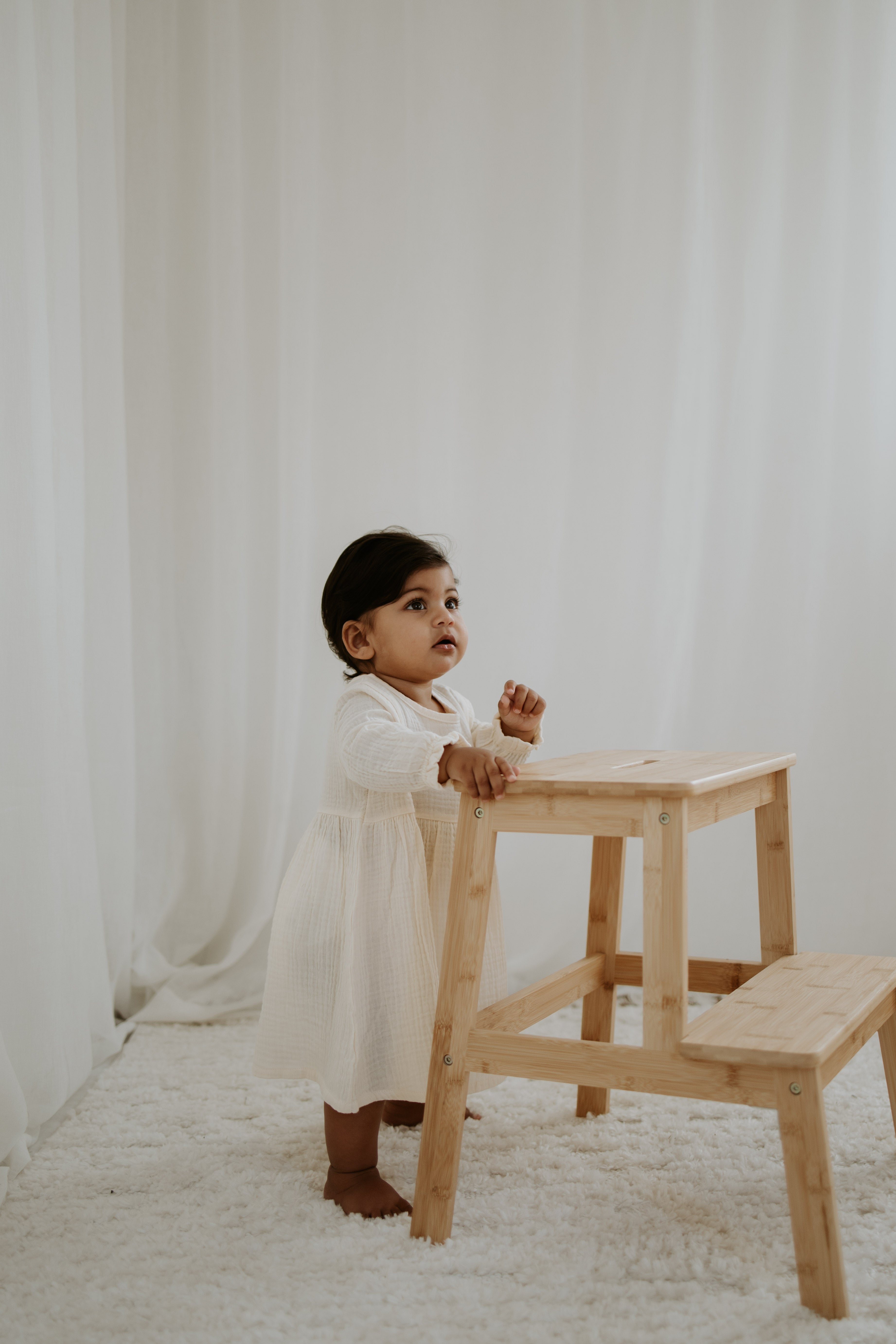 Muslin Full Sleeve Dress - Cream