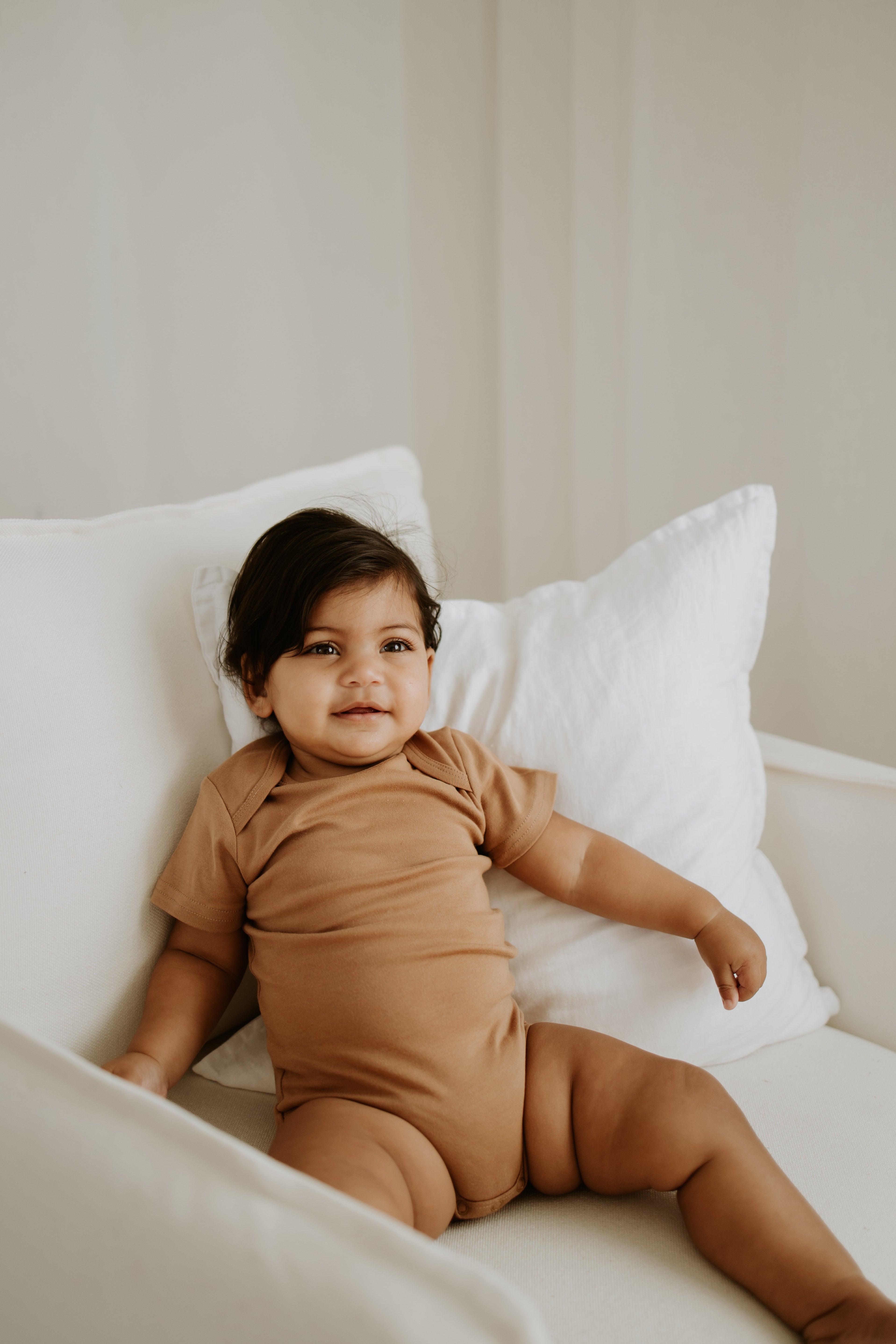 Short Sleeve Onesie - Brown