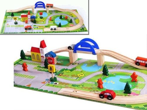 40pc Wooden Rail Overpass Set