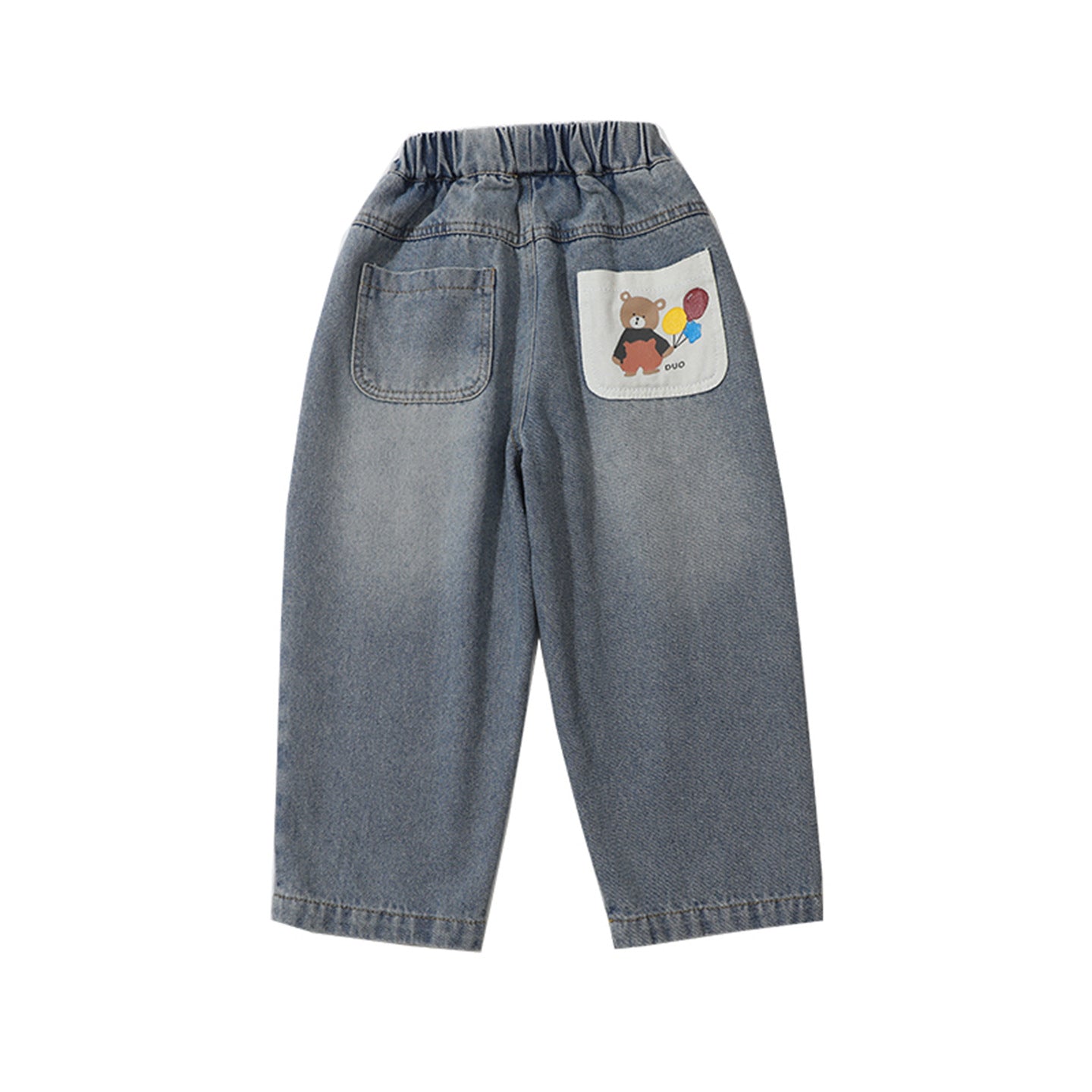 Children's Pocket Printed Jeans Girls Dad Pants Kids Clothing