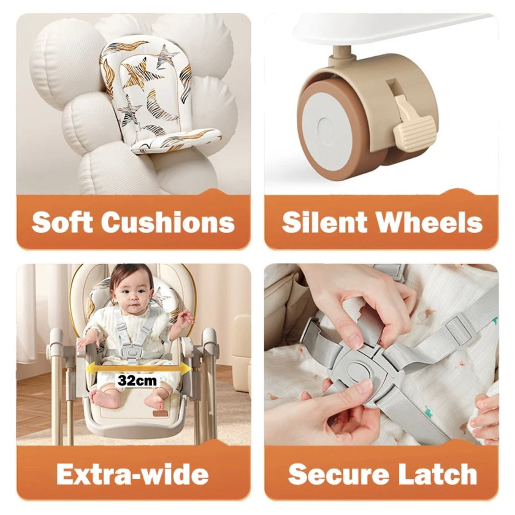 Jupiter Grey 2-in-1 Baby High Chair & Swing