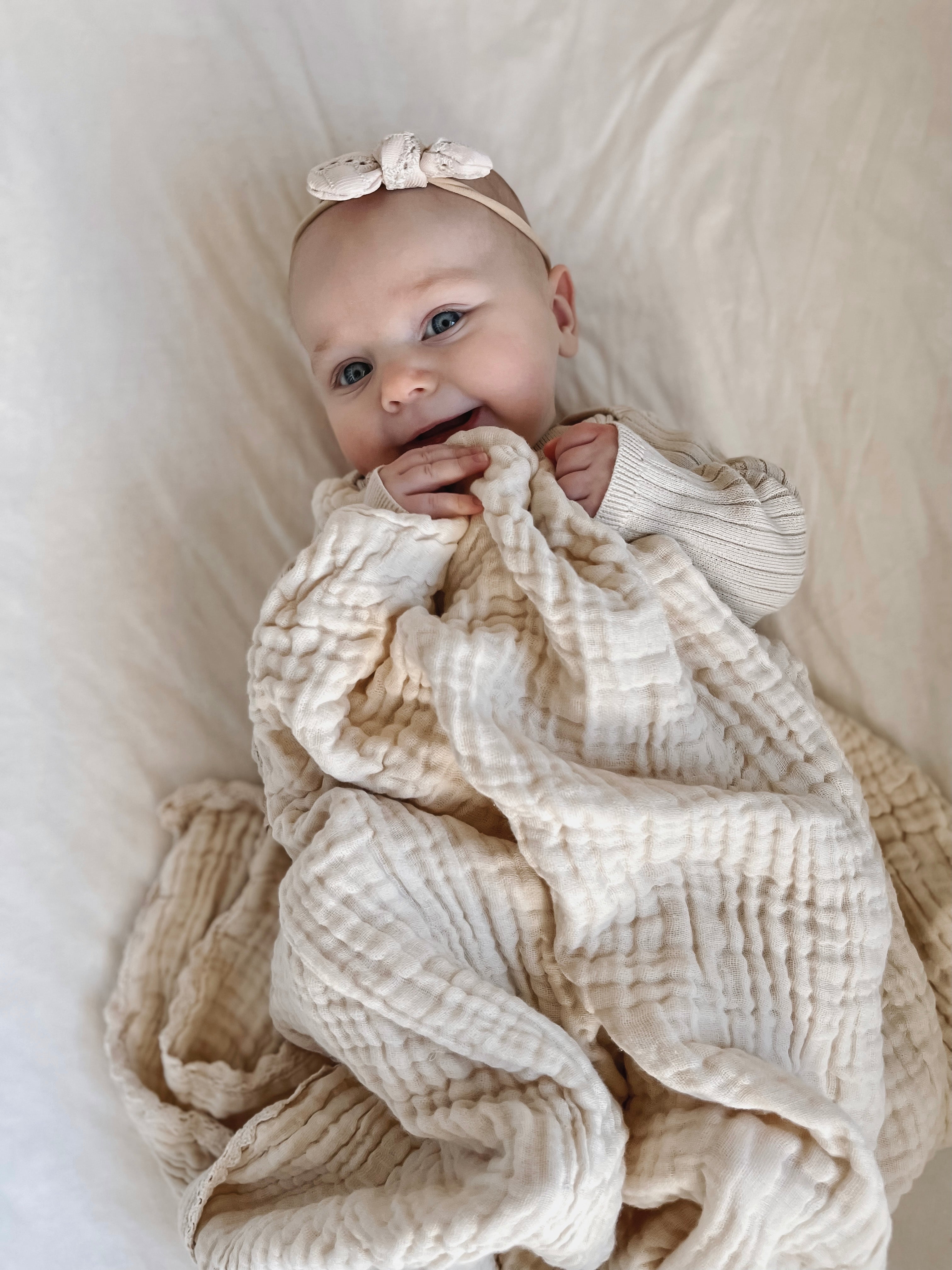 Cotton Gauze swaddle blanket - Beige