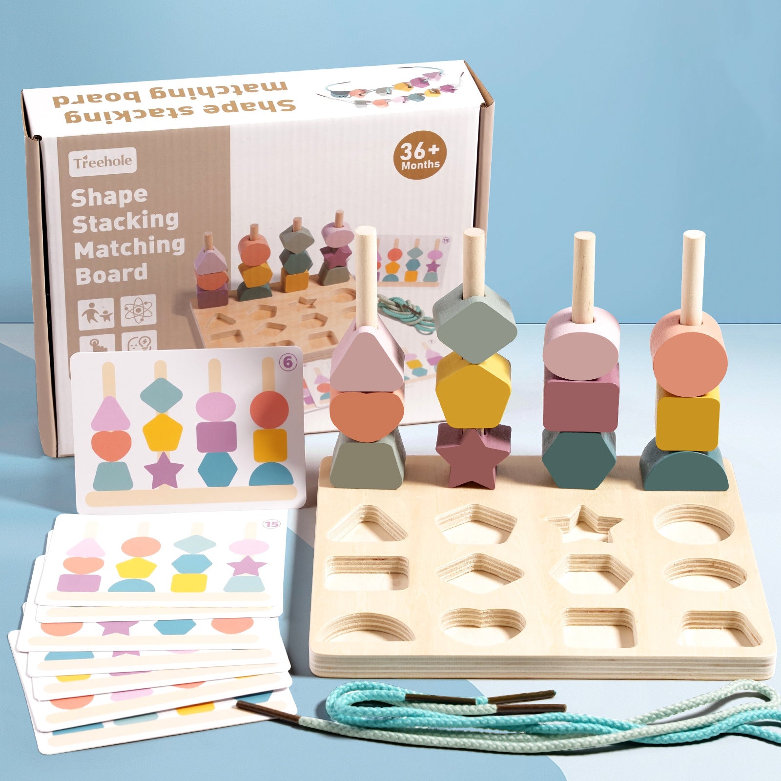 Wooden Shape Matching & Threading Board