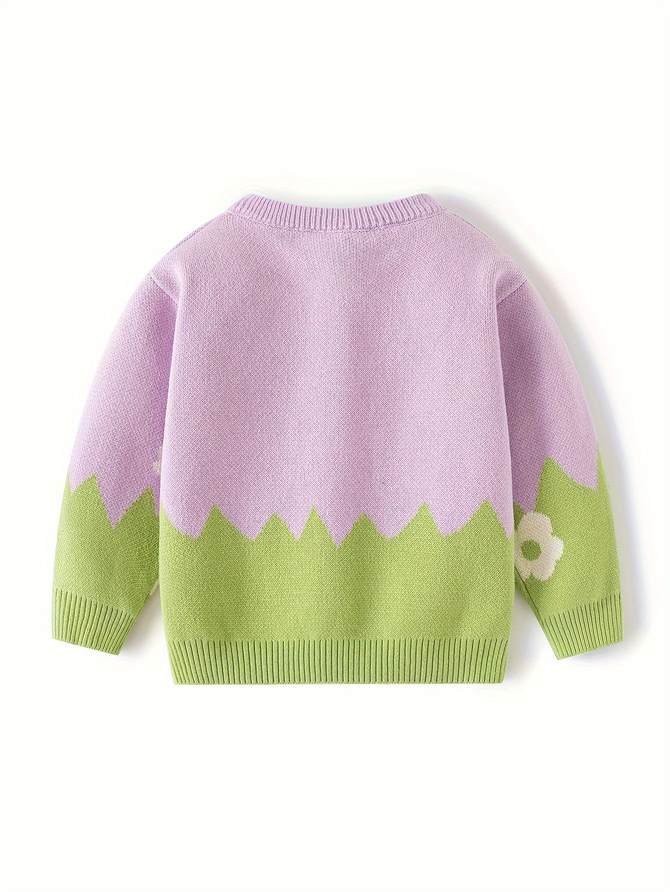 Pastoral Jacquard Girls' Knit Cardigan Pure Cotton