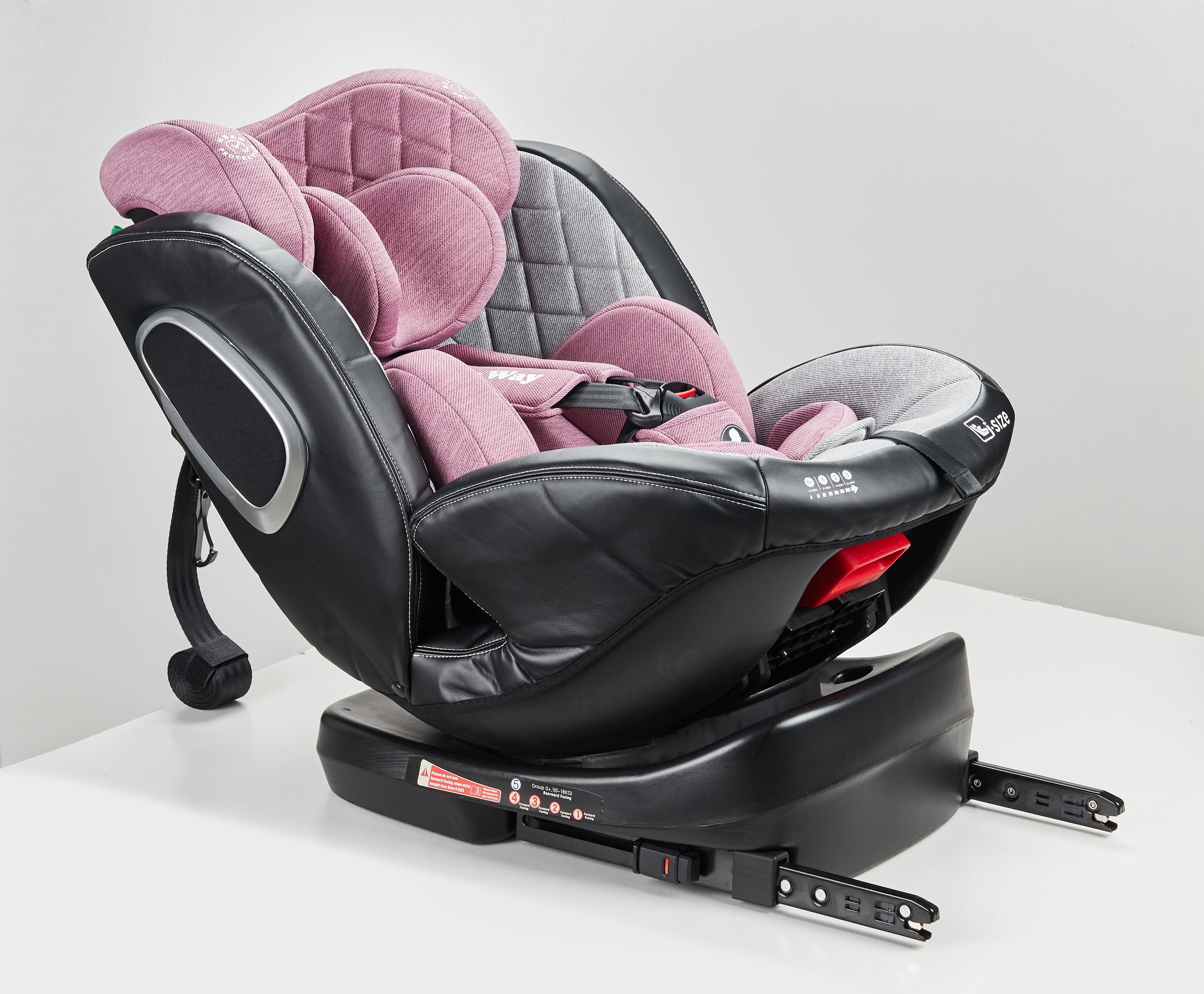 Preorder - Royal Pink i-Size 360 Rotating Convertible Car Seat with ISOFIX and Top Tether